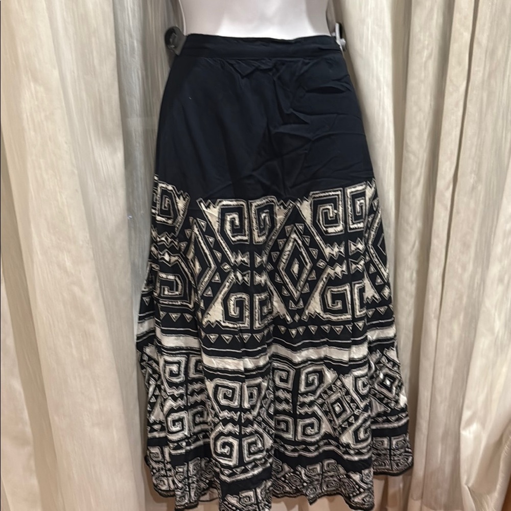 Chico's Black and White A-Line Maxi Skirt